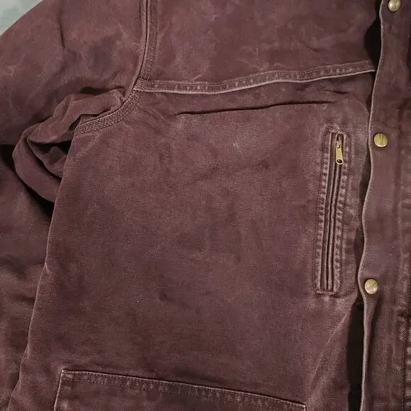 VTG 90s Carhartt C10BRG blanket lined utility canvas USA made work jacket mns XL - Picture 4 of 13